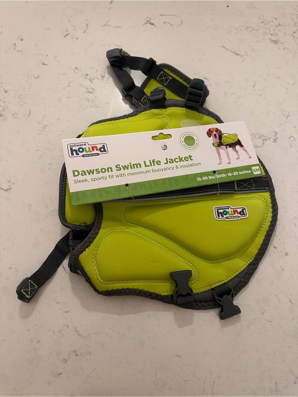 Outward Hound small/medium dog Swim Life Jacket in Lime Green and Gray